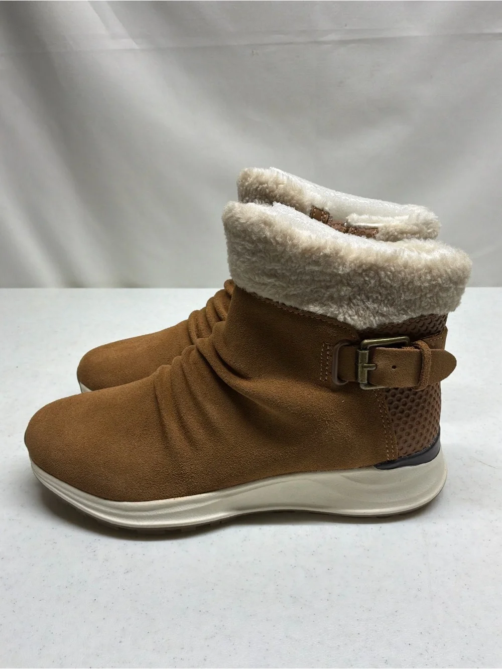 Baretraps Women's Tan Faux-Shearling Ankle Boot